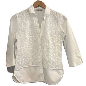 Rosso35 White Cotton Lace Overlay Top Size Small Made In Italy